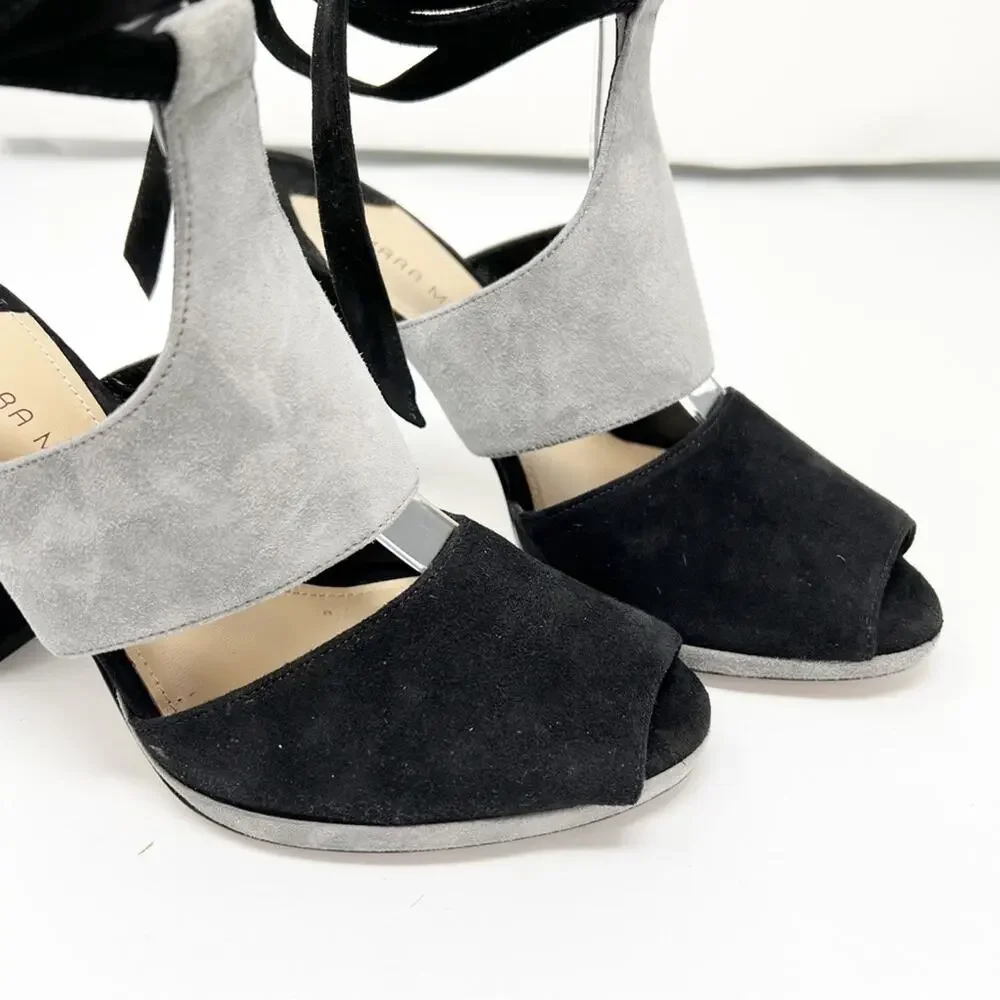 Tamara Mellon Tied Up Peep Toe Block Heels Size 38